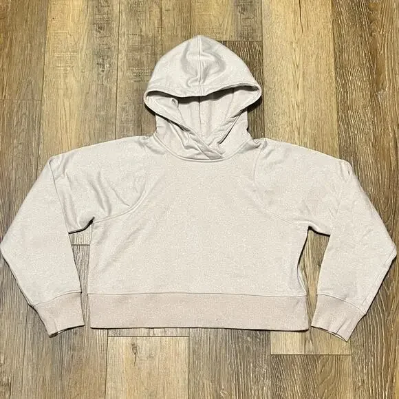 Lululemon Loungeful Cropped Hoodie Spark Bone/Beige Sz 6 Gold Shimmer W3GE3S - Picture 3 of 7